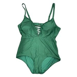 NWOT ModCloth One Piece Swimsuit V-Neck Green 2X Plus